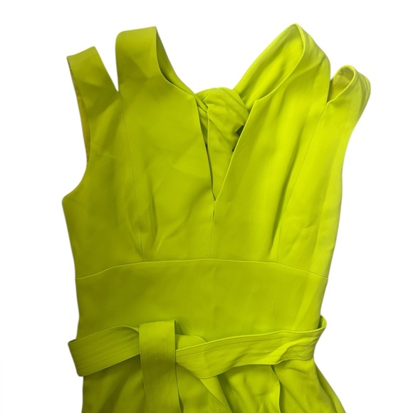 Karen Millen Petite Compact Viscose Tailored Waterfall Midi Dress Lime Size 4 - Picture 8 of 13